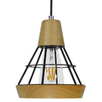 GLOBOSTAR® AKRON 10001133 Μοντέρνο Κρεμαστό Φωτιστικό Οροφής με Ντουί 1 x E27 AC 220-240V IP20 - Μπεζ & Μαύρο - Μ19 x Π19 x Υ22cm