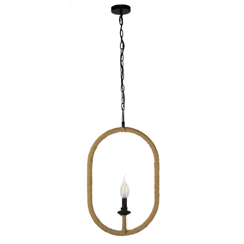 GLOBOSTAR® LINDELL 10001142 Vintage Κρεμαστό Φωτιστικό Οροφής με Ντουί 1 x E14 AC 220-240V IP20 - Μαύρο & Μπεζ - Μ35 x Π10 x Υ53cm