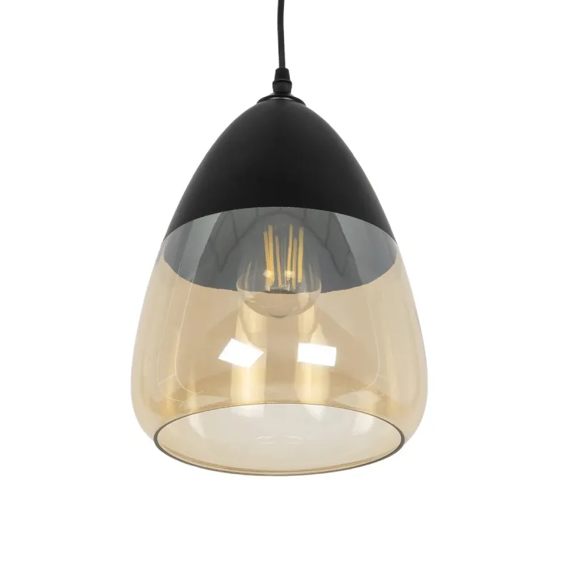 GLOBOSTAR® OLIVER 10001231 Vintage Κρεμαστό Φωτιστικό Οροφής με Ντουί 1 x E27 AC 220-240V IP20 - Μαύρο & Μελί - Μ20 x Π20 x Υ21cm
