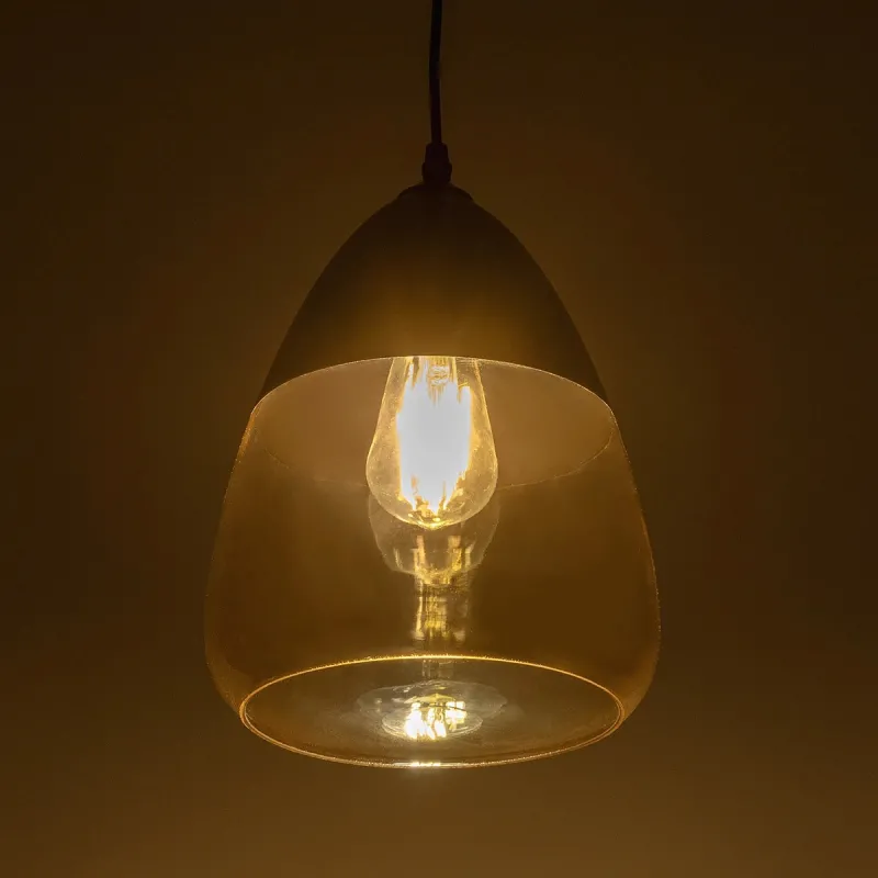 GLOBOSTAR® OLIVER 10001231 Vintage Κρεμαστό Φωτιστικό Οροφής με Ντουί 1 x E27 AC 220-240V IP20 - Μαύρο & Μελί - Μ20 x Π20 x Υ21cm