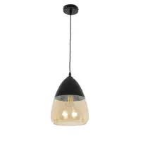 GLOBOSTAR® OLIVER 10001231 Vintage Κρεμαστό Φωτιστικό Οροφής με Ντουί 1 x E27 AC 220-240V IP20 - Μαύρο & Μελί - Μ20 x Π20 x Υ21cm