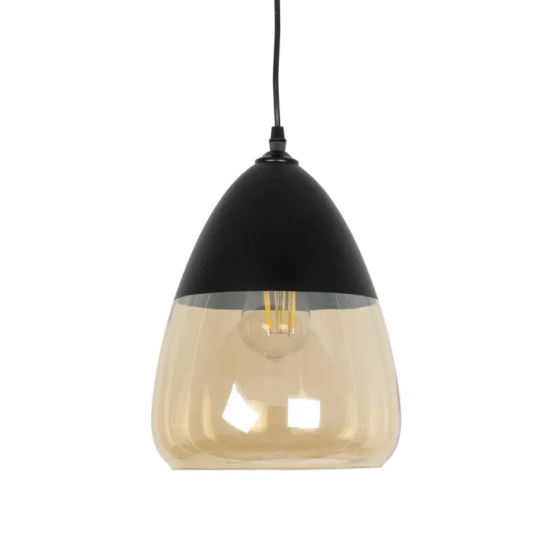 GLOBOSTAR® OLIVER 10001231 Vintage Κρεμαστό Φωτιστικό Οροφής με Ντουί 1 x E27 AC 220-240V IP20 - Μαύρο & Μελί - Μ20 x Π20 x Υ21cm