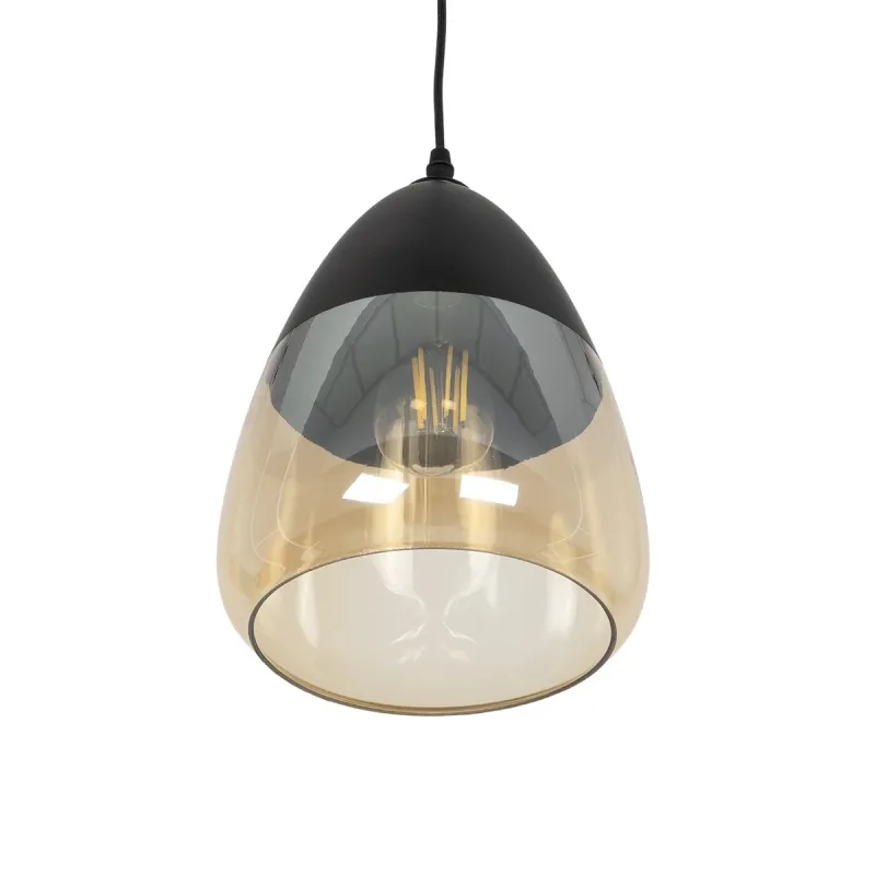 GLOBOSTAR® OLIVER 10001231 Vintage Κρεμαστό Φωτιστικό Οροφής με Ντουί 1 x E27 AC 220-240V IP20 - Μαύρο & Μελί - Μ20 x Π20 x Υ21cm