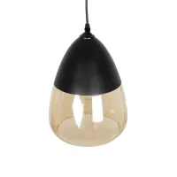 GLOBOSTAR® OLIVER 10001231 Vintage Κρεμαστό Φωτιστικό Οροφής με Ντουί 1 x E27 AC 220-240V IP20 - Μαύρο & Μελί - Μ20 x Π20 x Υ21cm