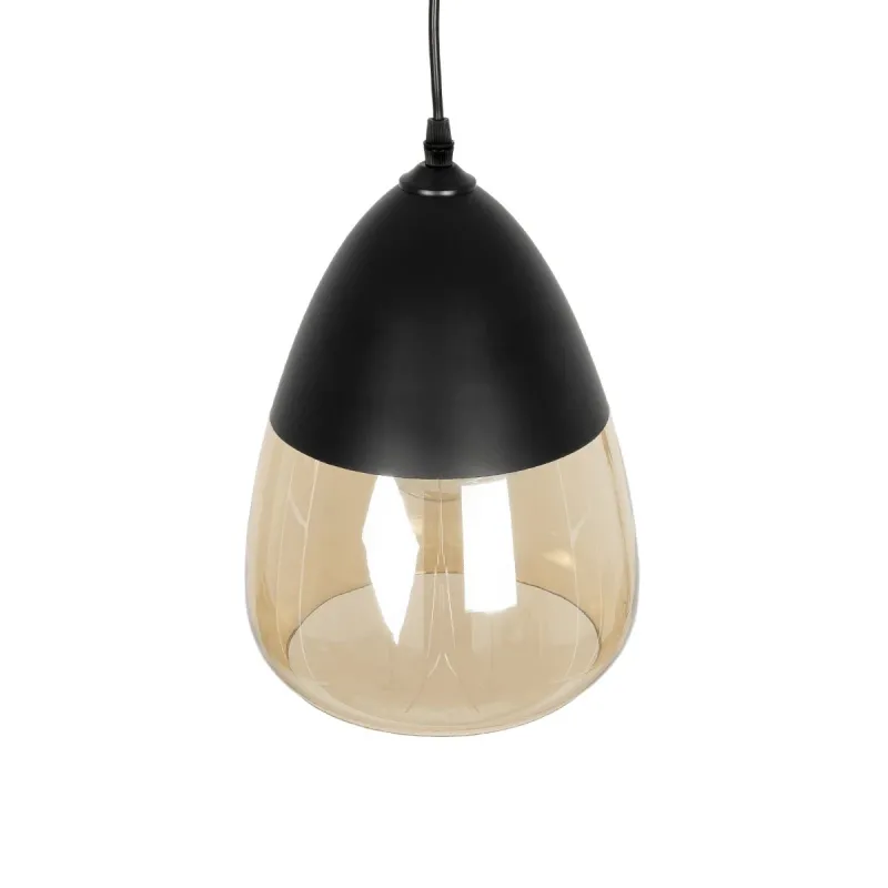 GLOBOSTAR® OLIVER 10001231 Vintage Κρεμαστό Φωτιστικό Οροφής με Ντουί 1 x E27 AC 220-240V IP20 - Μαύρο & Μελί - Μ20 x Π20 x Υ21cm
