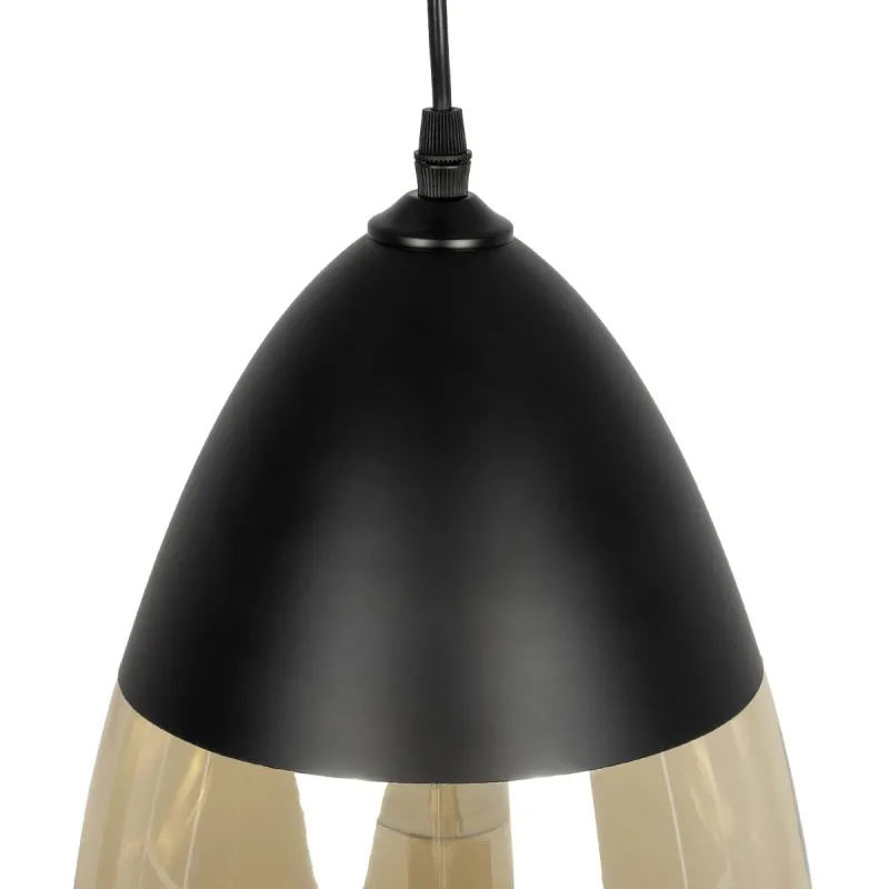 GLOBOSTAR® OLIVER 10001231 Vintage Κρεμαστό Φωτιστικό Οροφής με Ντουί 1 x E27 AC 220-240V IP20 - Μαύρο & Μελί - Μ20 x Π20 x Υ21cm