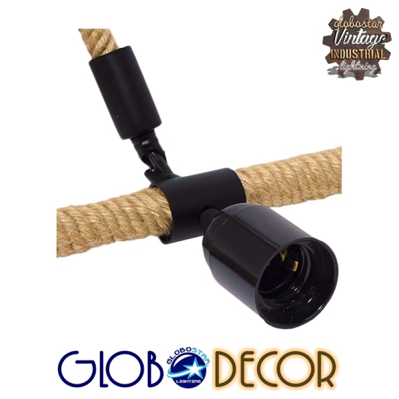 GLOBOSTAR® MALVERN 10001239 Vintage Κρεμαστό Φωτιστικό Οροφής με Ντουί 1 x E27 AC 220-240V IP20 - Μαύρο & Μπεζ - Μ34 x Π22 x Υ34cm
