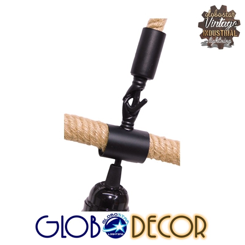 GLOBOSTAR® MALVERN 10001239 Vintage Κρεμαστό Φωτιστικό Οροφής με Ντουί 1 x E27 AC 220-240V IP20 - Μαύρο & Μπεζ - Μ34 x Π22 x Υ34cm