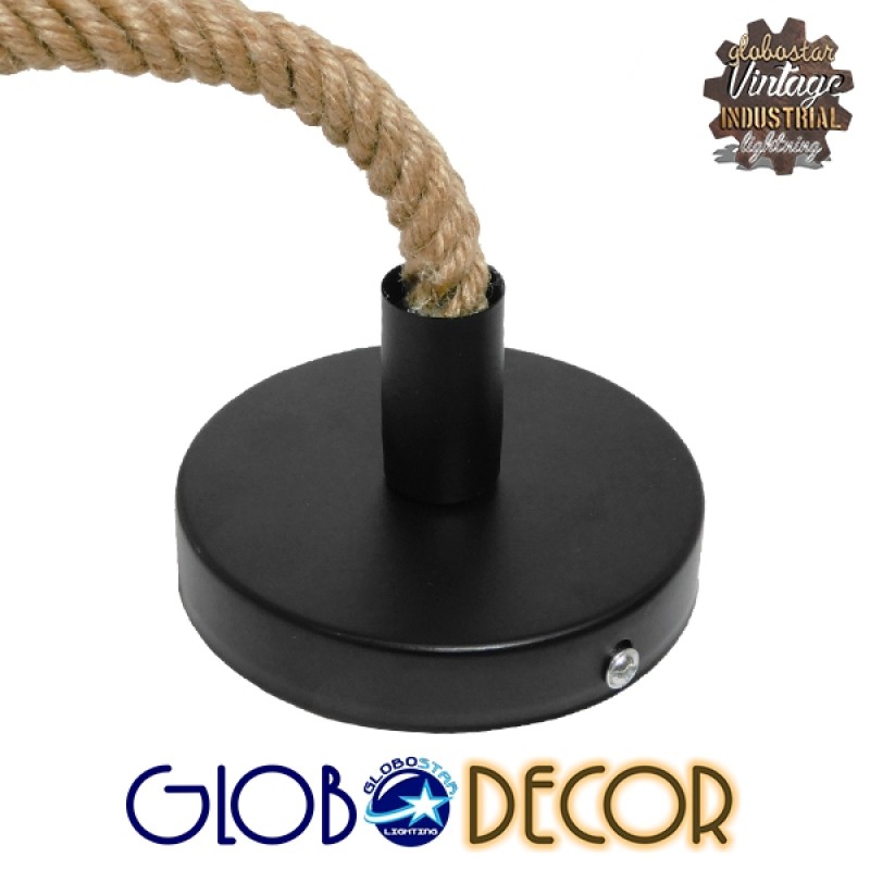 GLOBOSTAR® MALVERN 10001240 Vintage Κρεμαστό Φωτιστικό Οροφής με Ντουί 1 x E27 AC 220-240V IP20 - Μαύρο & Μπεζ - Μ33 x Π22 x Υ33cm