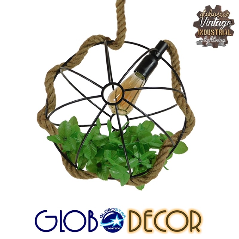 GLOBOSTAR® BRADLEY 10001328 Vintage Κρεμαστό Φωτιστικό Οροφής με Ντουί 1 x E27 AC 220-240V IP20 - Πολύχρωμο - Μ33 x Π33 x Υ33cm
