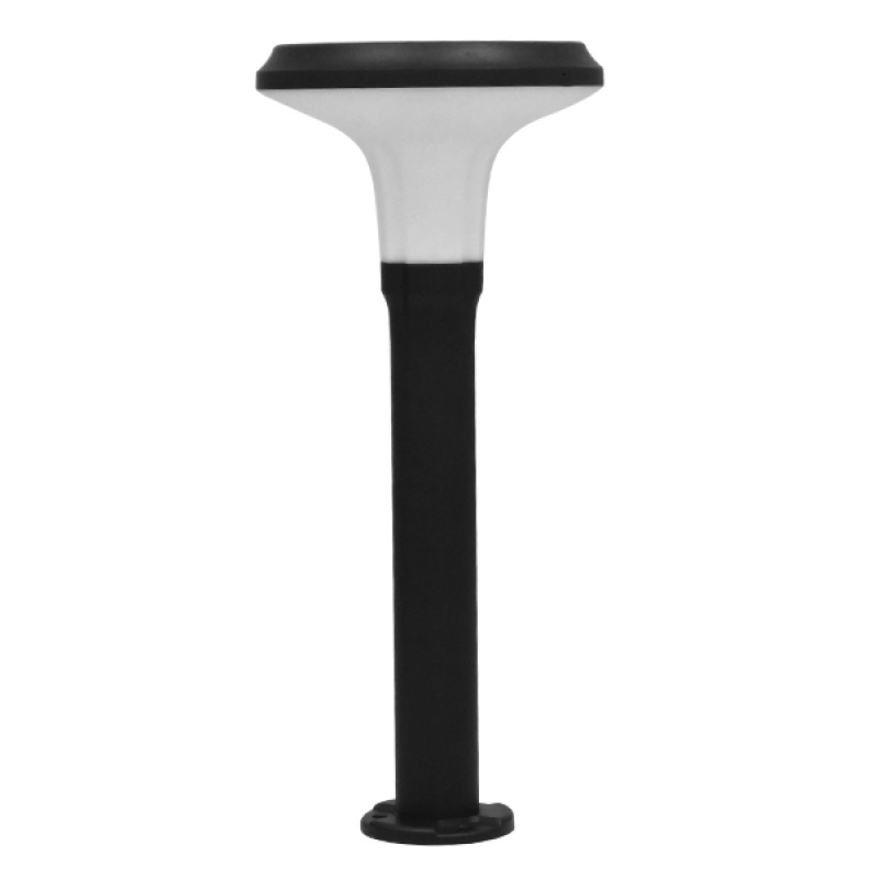 GLOBOSTAR® VEGGIE 12115 Φωτιστικό Κολωνάκι Κήπου LED 10W 500lm 120° με Ενσωματωμένο Φωτοβολταϊκό Panel 6V 2W & Επαναφορτιζόμενη Μπαταρία Li-ion 3.2V 6000mAh με Αισθητήρα Κίνησης-Ημέρας-Νύχτας Αδιάβροχο IP65 Ψυχρό Λευκό 6000K - Μαύρο - Μ26.5 x Π26.5 x