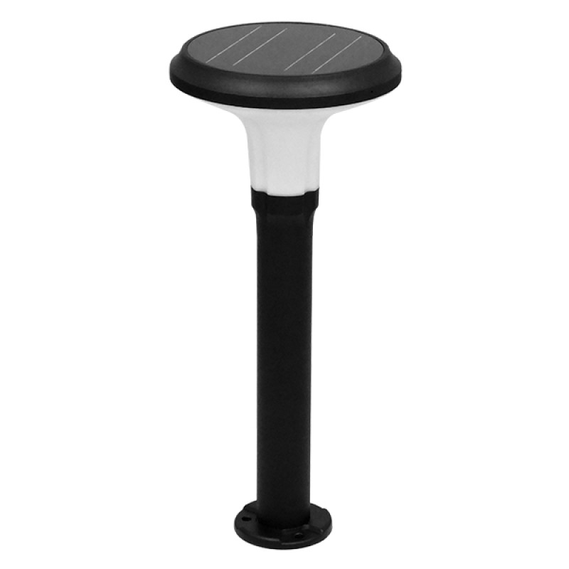 GLOBOSTAR® VEGGIE 12115 Φωτιστικό Κολωνάκι Κήπου LED 10W 500lm 120° με Ενσωματωμένο Φωτοβολταϊκό Panel 6V 2W & Επαναφορτιζόμενη Μπαταρία Li-ion 3.2V 6000mAh με Αισθητήρα Κίνησης-Ημέρας-Νύχτας Αδιάβροχο IP65 Ψυχρό Λευκό 6000K - Μαύρο - Μ26.5 x Π26.5 x