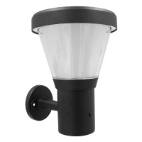 GLOBOSTAR® SOLARTIS 12126 Μοντέρνο Φωτιστικό Τοίχου - Απλίκα LED 10W 1000lm 180° με Ενσωματωμένο Φωτοβολταϊκό Panel 6V 5W & Επαναφορτιζόμενη Μπαταρία Li-ion 3.2V 6000mAh με Αισθητήρα Ημέρας-Νύχτας Αδιάβροχο IP65 Ψυχρό Λευκό 6000K - Γκρι Ανθρακί - Μ24