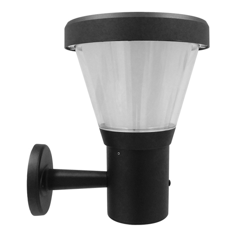 GLOBOSTAR® SOLARTIS 12126 Μοντέρνο Φωτιστικό Τοίχου - Απλίκα LED 10W 1000lm 180° με Ενσωματωμένο Φωτοβολταϊκό Panel 6V 5W & Επαναφορτιζόμενη Μπαταρία Li-ion 3.2V 6000mAh με Αισθητήρα Ημέρας-Νύχτας Αδιάβροχο IP65 Ψυχρό Λευκό 6000K - Γκρι Ανθρακί - Μ24