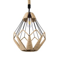 GLOBOSTAR® CONICAL 01617 Vintage Κρεμαστό Φωτιστικό Οροφής με Ντουί 1 x E27 AC 220-240V IP20 - Μαύρο & Μπεζ - Μ30 x Π30 x Υ40cm