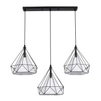 GLOBOSTAR® EIFFEL 61569 Vintage Κρεμαστό Φωτιστικό Οροφής με Ντουί 3 x E27 AC 220-240V IP20 - Μαύρο & Λευκό - Μ68 x Π25 x Υ130cm