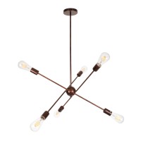 GLOBOSTAR® ZANE 00785 Μοντέρνο Φωτιστικό Οροφής με Ντουί 6 x E27 AC 220-240V IP20 - Χάλκινο - Μ70 x Π70 x Υ100cm
