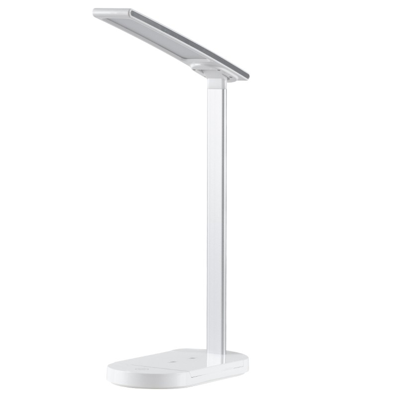 GLOBOSTAR® ONO 76531 Μοντέρνο Επιτραπέζιο Φωτιστικό Γραφείου με Ασύρματη Φόρτιση 10W 2A LED 5W 500lm 180° DC 5V με USB IP20 Ρυθμιζόμενο Λευκό CCT με Αφή 2700K/4500K/6000K Dimmable - Sanan SMD Chip - Λευκό - Μ25 x Π10.5 x Υ35.5cm - 2 Χρόνια Εγγύηση