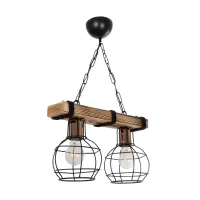 GLOBOSTAR® STARLO 201-0005 Vintage Κρεμαστό Φωτιστικό Οροφής με Ντουί 2 x E27 AC 220-240V IP20 - Μπεζ & Μαύρο - Μ38 x Π16 x Υ23cm