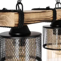 GLOBOSTAR® GLORA 201-0008 Vintage Κρεμαστό Φωτιστικό Οροφής με Ντουί 2 x E27 AC 220-240V IP20 - Μπεζ & Μαύρο - Μ38 x Π12 x Υ21cm