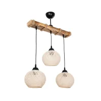 GLOBOSTAR® LUMA 201-0011 Vintage Κρεμαστό Φωτιστικό Οροφής με Ντουί 3 x E27 AC 220-240V IP20 - Μπεζ & Μαύρο - Μ55 x Π18 x Υ65cm