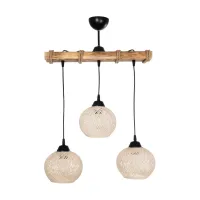 GLOBOSTAR® LUMA 201-0011 Vintage Κρεμαστό Φωτιστικό Οροφής με Ντουί 3 x E27 AC 220-240V IP20 - Μπεζ & Μαύρο - Μ55 x Π18 x Υ65cm