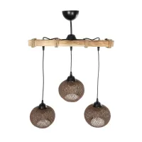 GLOBOSTAR® LUMA 201-0012 Vintage Κρεμαστό Φωτιστικό Οροφής με Ντουί 3 x E27 AC 220-240V IP20 - Καφέ & Μπεζ - Μ55 x Π18 x Υ65cm