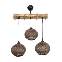 GLOBOSTAR® LUMA 201-0012 Vintage Κρεμαστό Φωτιστικό Οροφής με Ντουί 3 x E27 AC 220-240V IP20 - Καφέ & Μπεζ - Μ55 x Π18 x Υ65cm