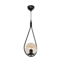 GLOBOSTAR® DROP 201-0016 Vintage Κρεμαστό Φωτιστικό Οροφής με Ντουί 1 x E27 AC 220-240V IP20 - Μαύρο & Μελί - Μ20 x Π15 x Υ47cm
