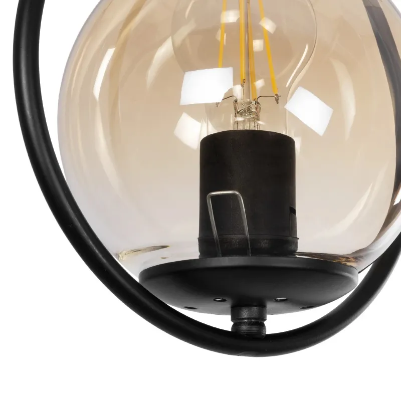 GLOBOSTAR® DROP 201-0016 Vintage Κρεμαστό Φωτιστικό Οροφής με Ντουί 1 x E27 AC 220-240V IP20 - Μαύρο & Μελί - Μ20 x Π15 x Υ47cm