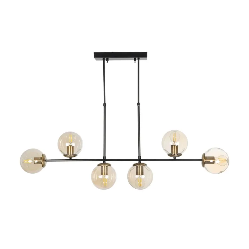 GLOBOSTAR® LATTICE 203-0016 Μοντέρνο Φωτιστικό Οροφής με Ντουί 6 x E27 AC 220-240V IP20 - Μαύρο & Μπρούτζινο - Μ120 x Π15 x Υ32cm