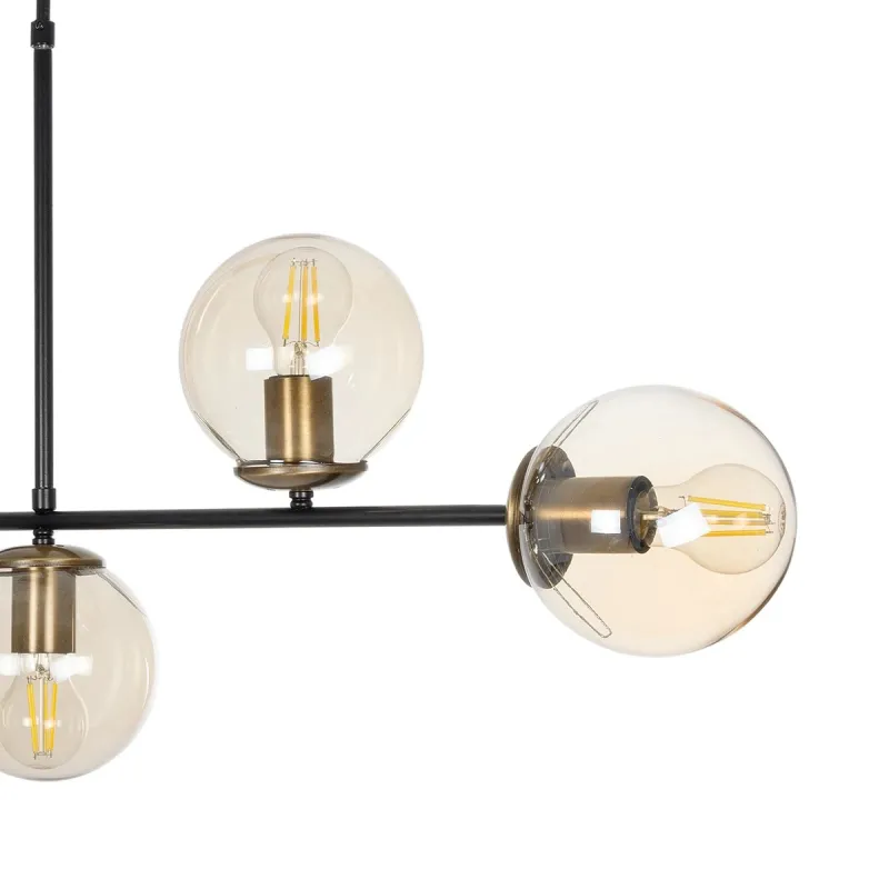 GLOBOSTAR® LATTICE 203-0016 Μοντέρνο Φωτιστικό Οροφής με Ντουί 6 x E27 AC 220-240V IP20 - Μαύρο & Μπρούτζινο - Μ120 x Π15 x Υ32cm