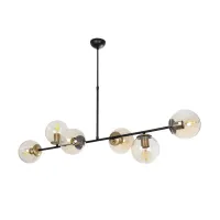 GLOBOSTAR® LATTICE 203-0017 Μοντέρνο Φωτιστικό Οροφής με Ντουί 6 x E27 AC 220-240V IP20 - Μαύρο & Μπρούτζινο - Μ120 x Π32 x Υ32cm