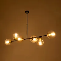 GLOBOSTAR® LATTICE 203-0017 Μοντέρνο Φωτιστικό Οροφής με Ντουί 6 x E27 AC 220-240V IP20 - Μαύρο & Μπρούτζινο - Μ120 x Π32 x Υ32cm