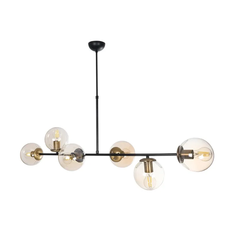GLOBOSTAR® LATTICE 203-0017 Μοντέρνο Φωτιστικό Οροφής με Ντουί 6 x E27 AC 220-240V IP20 - Μαύρο & Μπρούτζινο - Μ120 x Π32 x Υ32cm