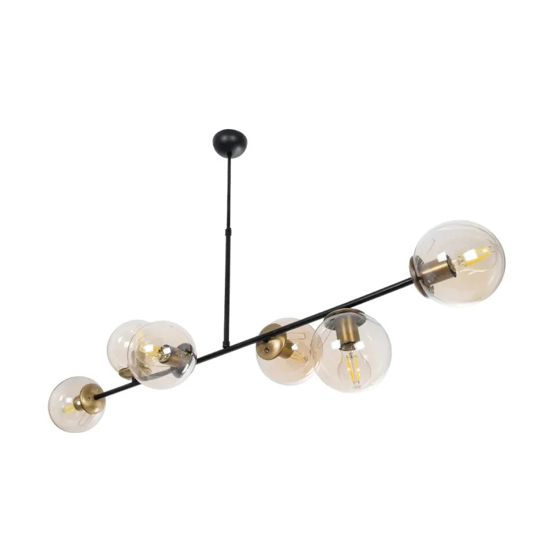 GLOBOSTAR® LATTICE 203-0017 Μοντέρνο Φωτιστικό Οροφής με Ντουί 6 x E27 AC 220-240V IP20 - Μαύρο & Μπρούτζινο - Μ120 x Π32 x Υ32cm