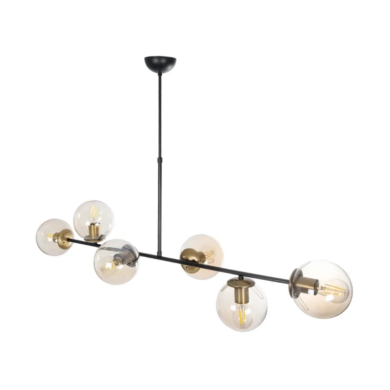 GLOBOSTAR® LATTICE 203-0017 Μοντέρνο Φωτιστικό Οροφής με Ντουί 6 x E27 AC 220-240V IP20 - Μαύρο & Μπρούτζινο - Μ120 x Π32 x Υ32cm
