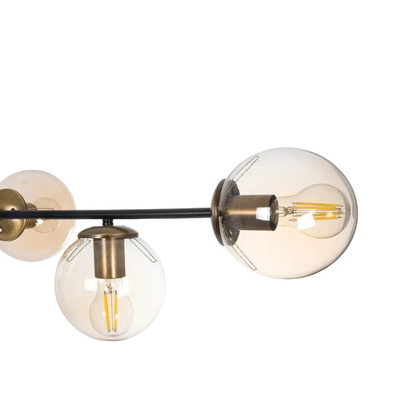 GLOBOSTAR® LATTICE 203-0017 Μοντέρνο Φωτιστικό Οροφής με Ντουί 6 x E27 AC 220-240V IP20 - Μαύρο & Μπρούτζινο - Μ120 x Π32 x Υ32cm