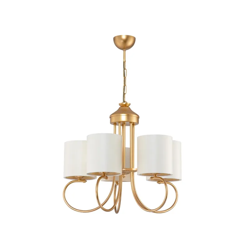 GLOBOSTAR® TRITON 203-0254 Vintage Κρεμαστό Φωτιστικό Οροφής με Ντουί 5 x E27 AC 220-240V IP20 - Χρυσό & Μπεζ - Μ50 x Π50 x Υ48cm