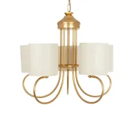 GLOBOSTAR® TRITON 203-0254 Vintage Κρεμαστό Φωτιστικό Οροφής με Ντουί 5 x E27 AC 220-240V IP20 - Χρυσό & Μπεζ - Μ50 x Π50 x Υ48cm