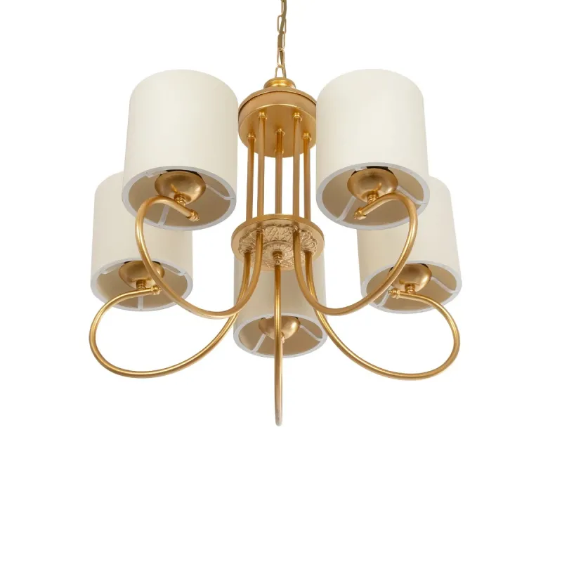 GLOBOSTAR® TRITON 203-0254 Vintage Κρεμαστό Φωτιστικό Οροφής με Ντουί 5 x E27 AC 220-240V IP20 - Χρυσό & Μπεζ - Μ50 x Π50 x Υ48cm