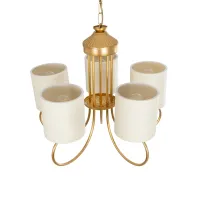 GLOBOSTAR® TRITON 203-0254 Vintage Κρεμαστό Φωτιστικό Οροφής με Ντουί 5 x E27 AC 220-240V IP20 - Χρυσό & Μπεζ - Μ50 x Π50 x Υ48cm