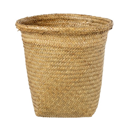 GloboStar® Artificial Garden CECILIA 20344 Διακοσμητικό Ψάθινο Καλάθι - Κασπώ Γλάστρα - Flower Pot Μπεζ Φ30cm x Υ30cm