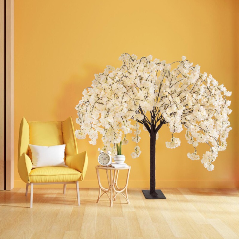 GloboStar® Artificial Garden SALMON CHERRY BLOSSOM TREE 20358 Τεχνητό Διακοσμητικό Δέντρο Μπεζ Άνθος Κερασιάς Υ140cm