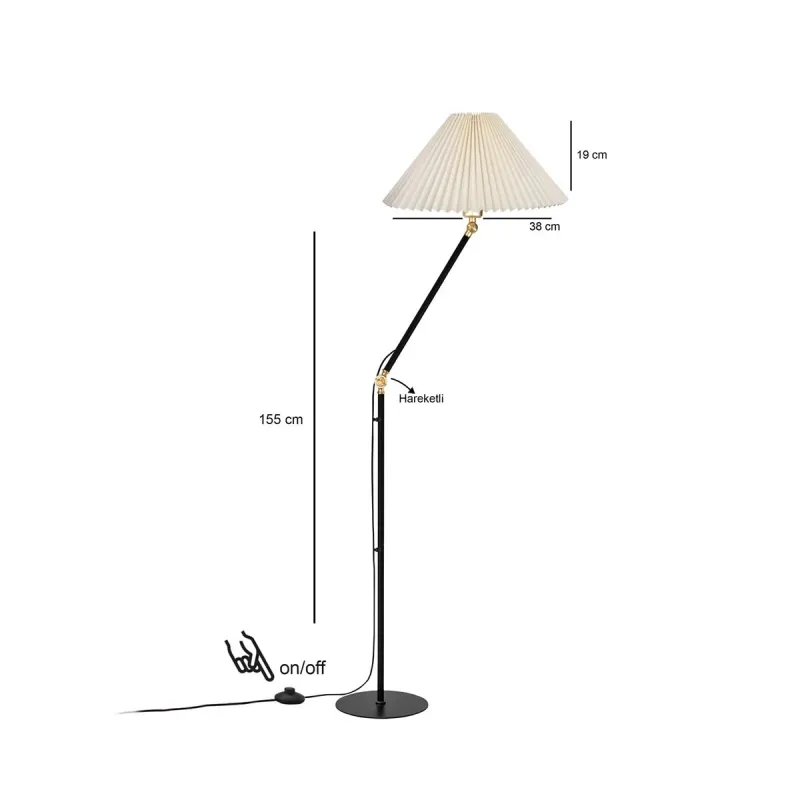 GLOBOSTAR® FLY 204-0127 Μοντέρνο Επιδαπέδιο Φωτιστικό με Ντουί 1 x E27 AC 220-240V IP20 - Μαύρο & Μπεζ - Μ72 x Π38 x Υ155cm
