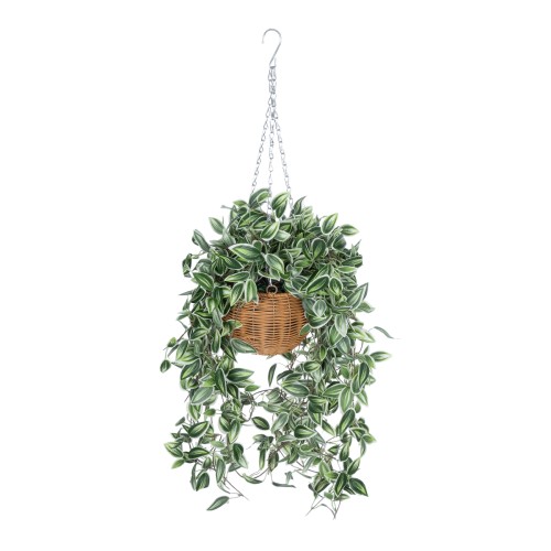 GloboStar® Artificial Garden TRADESCANTIA ZEBRINA HANGING PLANT 20627 Τεχνητό Κρεμαστό Διακοσμητικό Φυτό Ζεμπρίνα Y80cm
