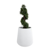 GloboStar® Artificial Garden MISSOURI 20693 Διακοσμητικό Πολυεστερικό Τσιμεντένιο Κασπώ Γλάστρα - Flower Pot Λευκό Φ70 x Υ70cm