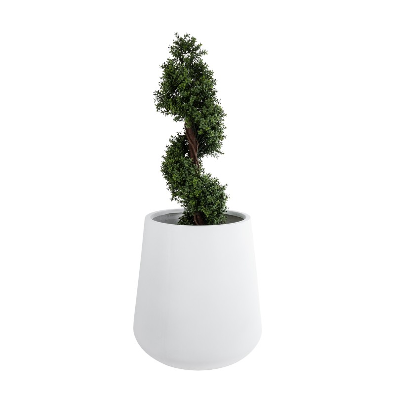 GloboStar® Artificial Garden MISSOURI 20693 Διακοσμητικό Πολυεστερικό Τσιμεντένιο Κασπώ Γλάστρα - Flower Pot Λευκό Φ70 x Υ70cm