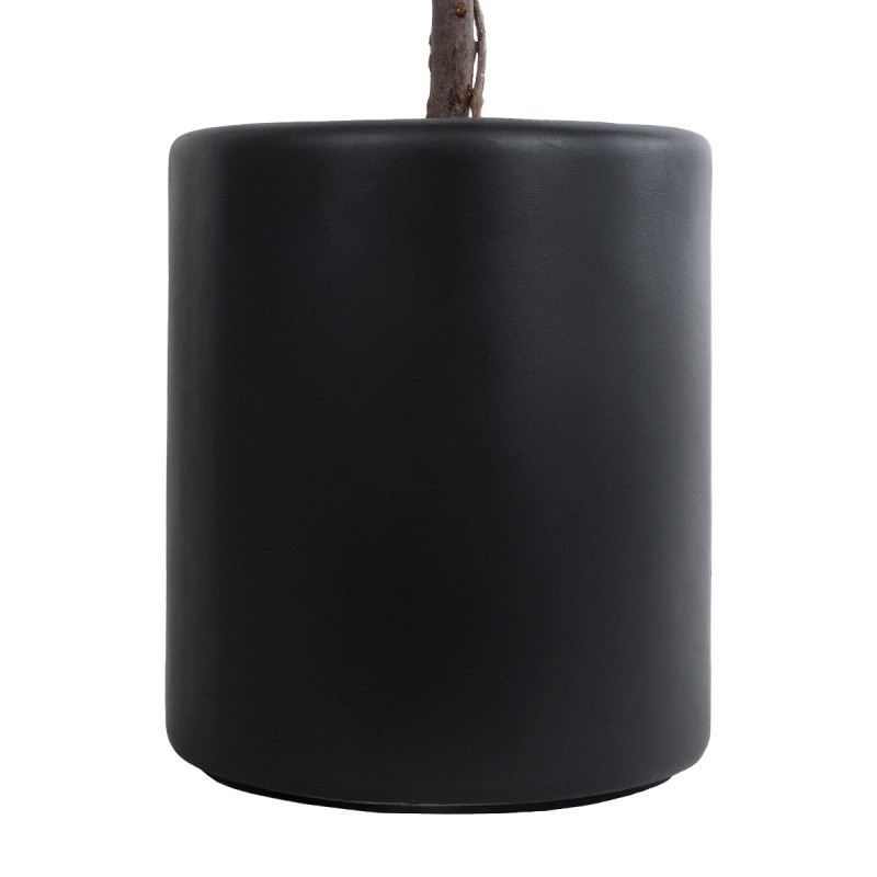 GloboStar® Artificial Garden PUEBLA 20698 Διακοσμητικό Πολυεστερικό Τσιμεντένιο Κασπώ Γλάστρα - Flower Pot Μαύρο Φ41 x Υ46cm