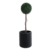GloboStar® Artificial Garden PUEBLA 20698 Διακοσμητικό Πολυεστερικό Τσιμεντένιο Κασπώ Γλάστρα - Flower Pot Μαύρο Φ41 x Υ46cm